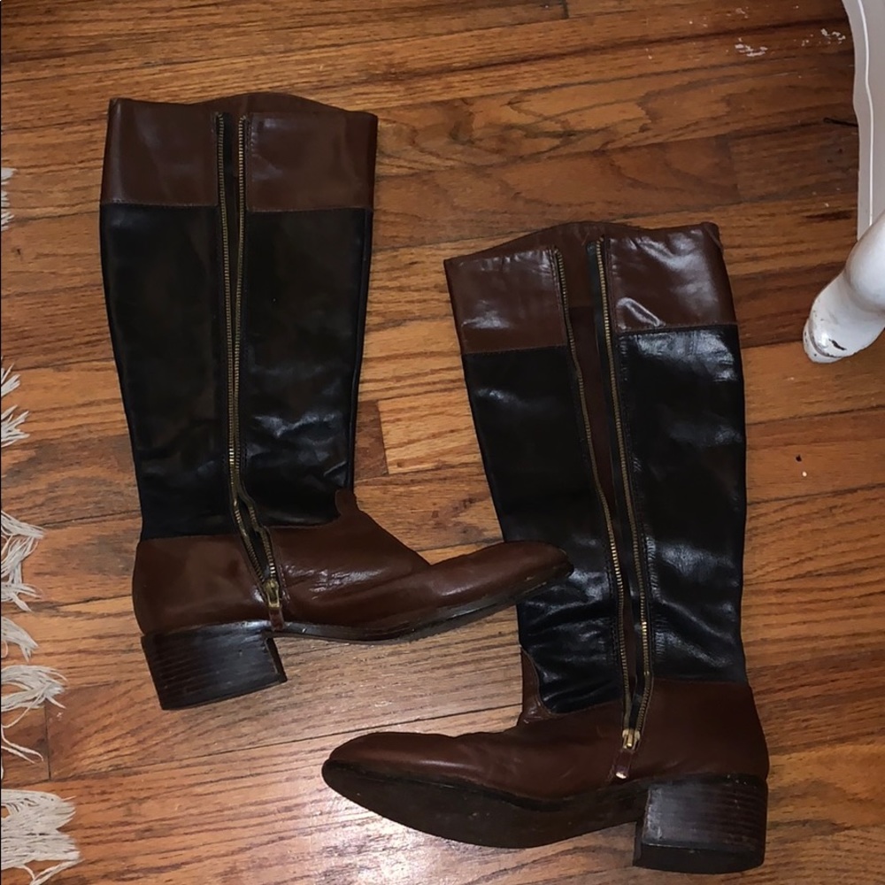 Zip up below the knee boots